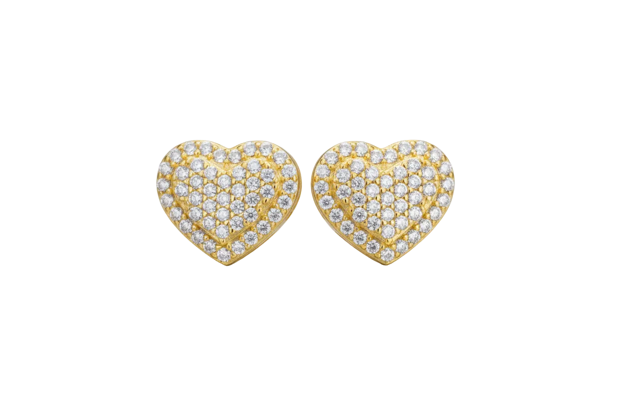 100% Real Moissanite Gemstone Gold Heart Stud Earrings Top 925 Sterling Silver Shining Moissanite Diamond Fashion Jewelry 2021