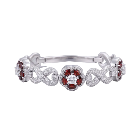 Iced Out Moissanite Flower Bracelet 925 Sterling Silver Infinity Link Full Paved Hip Hop Bling Jewelry Gifts for Women Men New