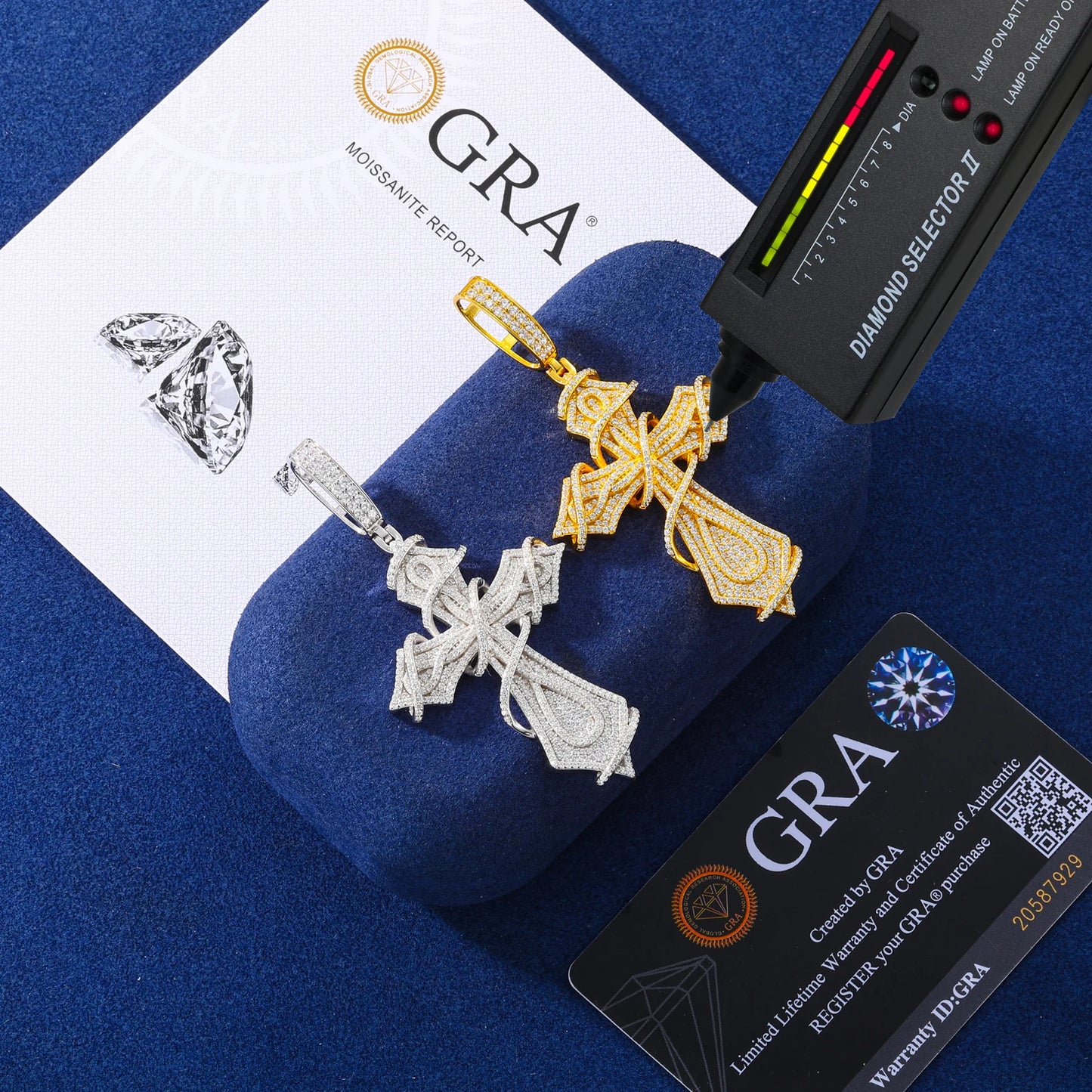 925 Sterling Silver Thorn Cross Pendant Necklace with D-Color Moissanite, Unisex Bling Jewelry for Men and Women – Exquisite, Eye-Catching Design