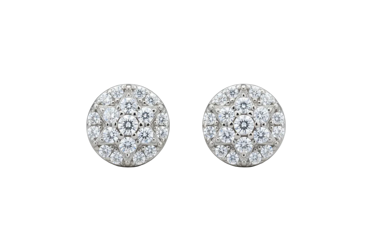 925 Sterling Silver D Color VVS Moissanite Stud Earrings Hexagon Cluster Design Fine Hip Hop Iced Out Jewelry Gift For Women Men