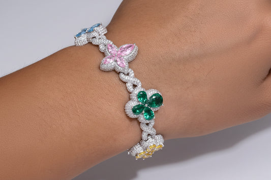 2025 Iced Out Color Moissanite Infinity Cross Chain Bracelet 925 Sterling Silver Hip Hop Luxury Jewelry For Women Men Christmas