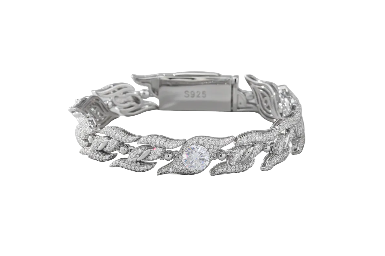 100% 925 Sterling Silver Moissanite Thorn Chain Bracelet with Demon Eye Luxury Bling Hip Hop Gothic Punk Jewelry for Men Women