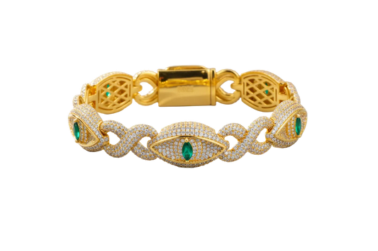 Hip Hop Unisex Bling Iced Out Moissanite Demon Eye Infinity Link Chain Bracelet S925 Sterling Silver Cuban Link Rapper Jewelry