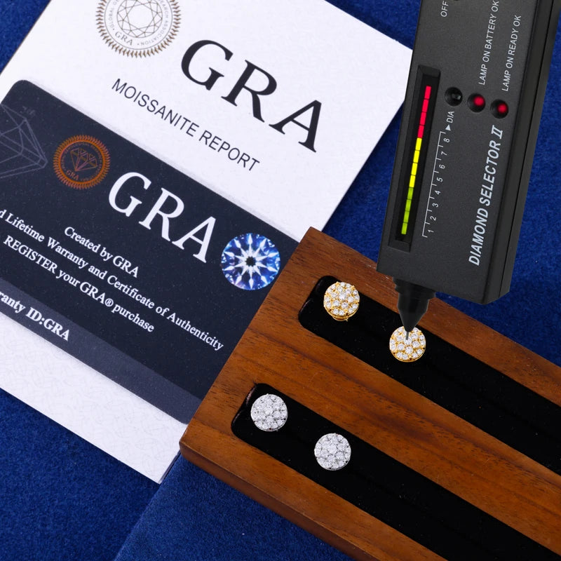 925 Sterling Silver D Color VVS Moissanite Stud Earrings Hexagon Cluster Design Fine Hip Hop Iced Out Jewelry Gift For Women Men